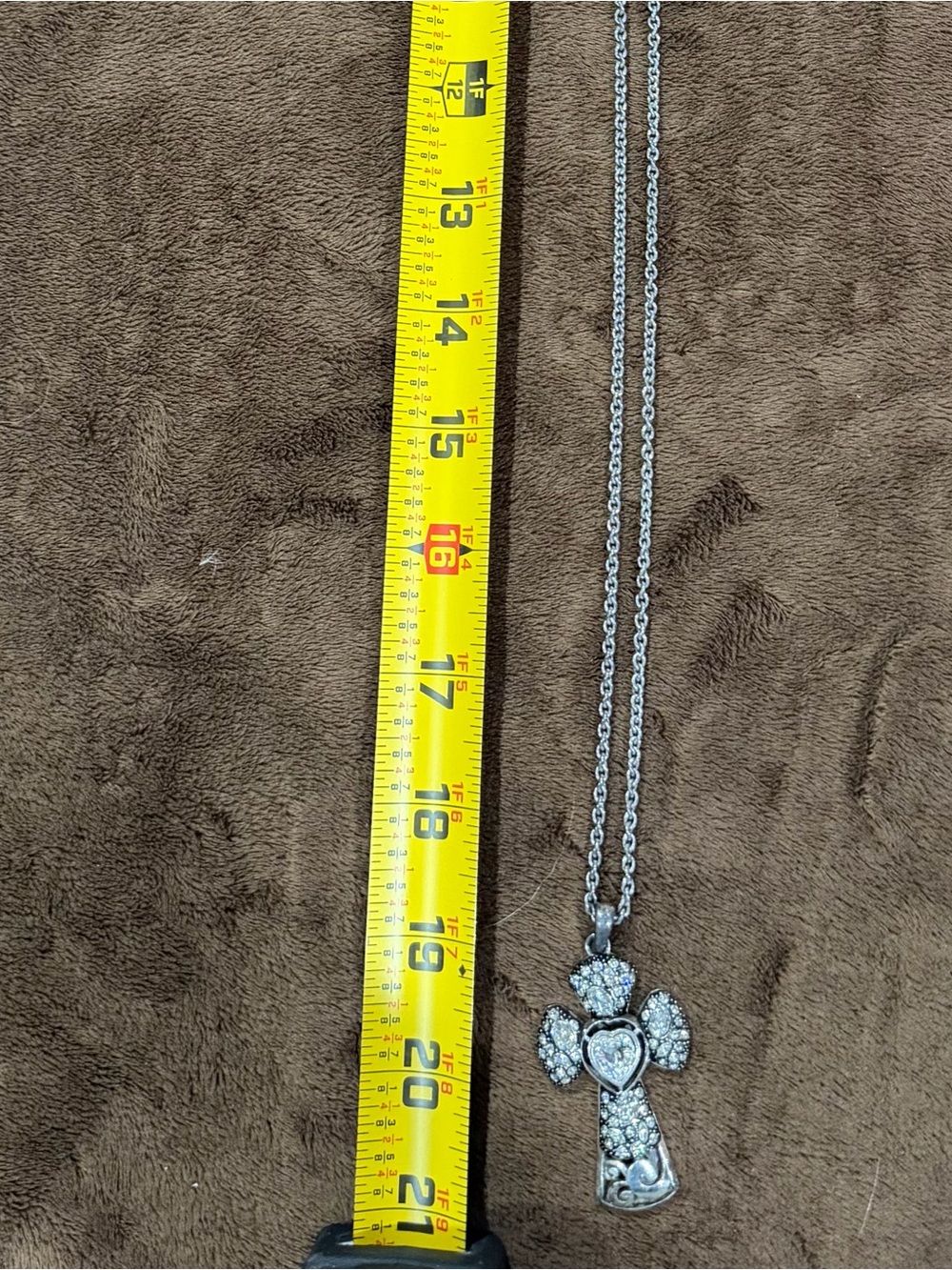 Brighton Silver-Tone Crystal Cross Pendant Necklace